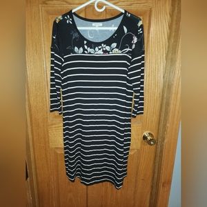New Maurices Stripe Floral Baseball 3/4 sleeve Dress Super Soft Comfy